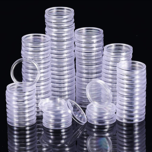 100PCS Clear Coin Capsules Coin Case Holders Containers Storage Boxes SetA