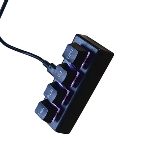 Upgraded ABS 4 Key USB Corded Keyboard Cut Copy Paste-Black