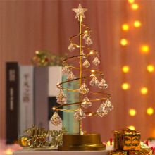 Christmas Metal Crystal Christmas Tree Lamp Christmas Tabletop Crystal Tree with LED Lights Xmas Tree Decorations L