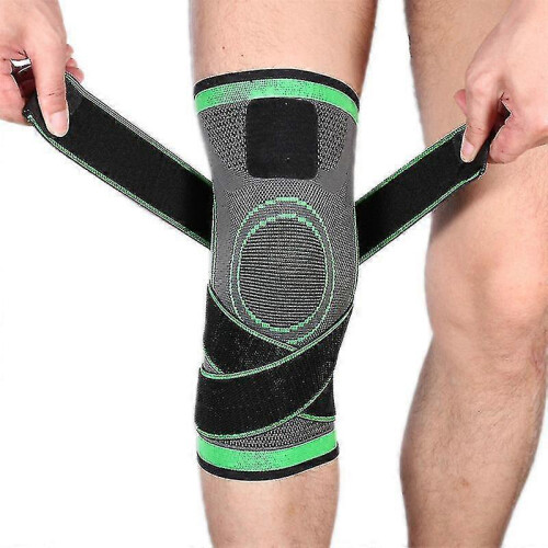 (XL, Green) Knee Support Brace Compression Strap Sleeve Sports Protector Ligament Adjustable