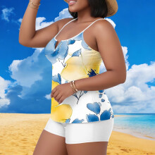 Costume da bagno tankini a due pezzi da donna taglie forti con stampa floreale e imbottitura del reggiseno integrata, ideale per la spiaggia, la