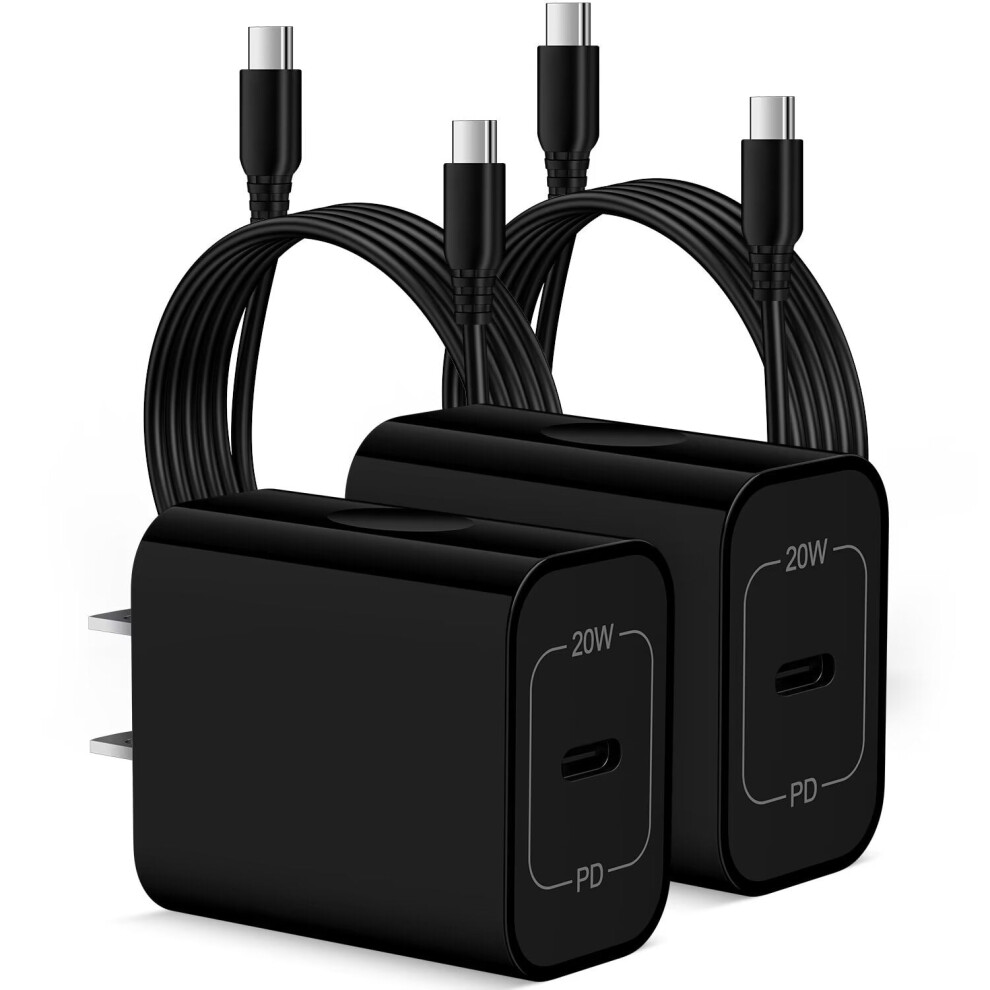 Usb C Charger, 20W Pd 2Pack Usb C Charger Block With 2Pack Usb C Cables 6Ft Type C Charger Fast Charging Usb C Block Plug For Phone 15 Charger 9028731247106
