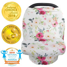 Stretchy Car Seat Canopy & Nursing Cover, Ultra Soft Shopping Cart/Car Seat/Stroller Cover, Infinity Scarf Shawl – Retro Flower, Compatible with All