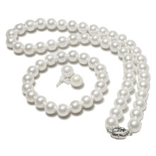 White Necklace Earrings Bangle Three-piece Set Women's Necklace Earrings Bracelet Set Wedding Jewelry