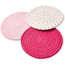 LNKOO Cotton Potholders Set (3pcs, 7"), Hot Pads & Trivets – Pink, compatible with kitchen use