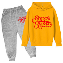 AWZXDE Drengetøj Hættetrøjesæt Valentinsdag Bogstavsprint Hættetrøje Bukser Outfit til Børn Blå, 3-4 År