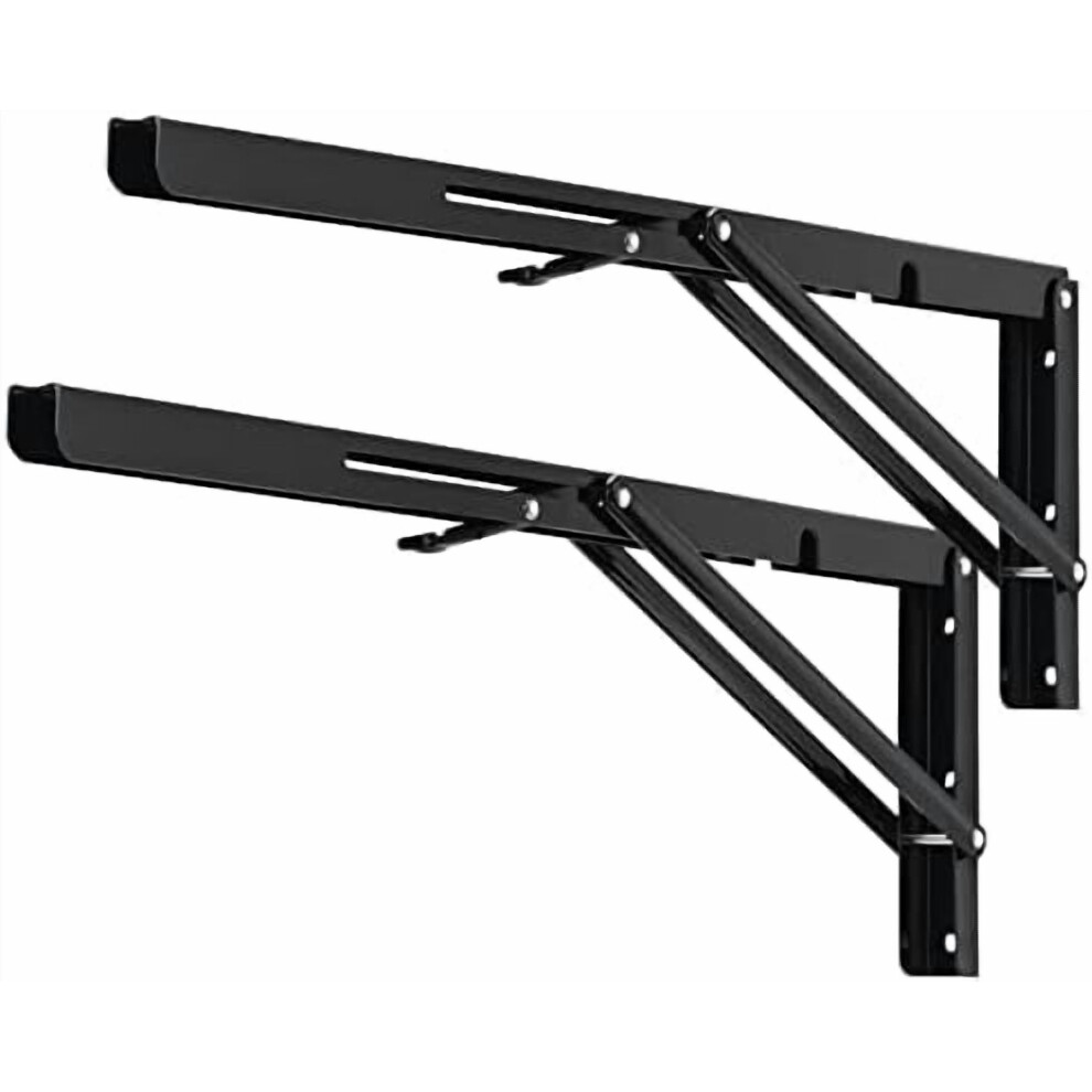 20" Heavy Duty Folding Shelf Brackets, Black, 330Lb Max Load, Pack Of 2 9028731565507