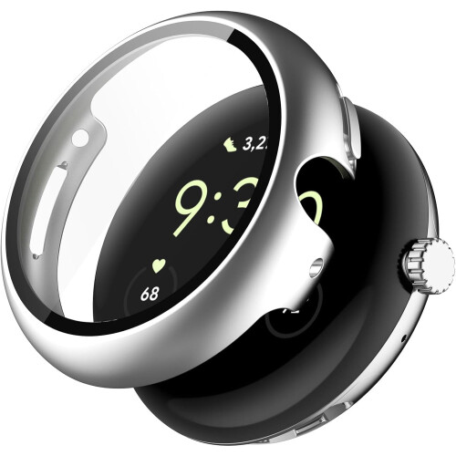 XiHAMA Compatible with Google Pixel Watch 4 (41mm/45mm) Case + Tempered Glass Screen Protector