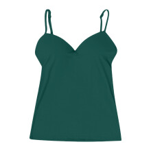 Women's Modal Built-in Bra Tank Top, Plain Camisole with Shelf Bra, Dark Green XL – Compatible with Everyday Wear