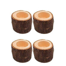 Wooden Bark Candlestick Creative Wooden Crafts Decoration Flower Plant Pot Candle Stand Holder (2.4x1.7 inch)(Brown)(4Pcs)