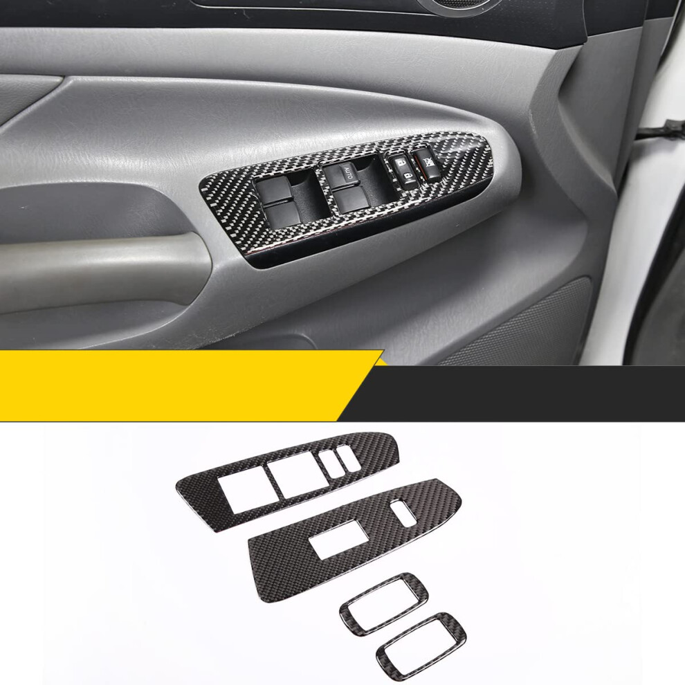 Real Carbon Fiber Interior Trim Window Switch Panel Cover For Toyota Tacoma 20112015, Easy Peel Install 9092120175196