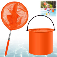 Teleskop-Fischernetz aus Edelstahl mit faltbarem Eimer-Set für Outdoor-Angeln und tragbare Aufbewahrung, geeignet für Schwimmbad und Kanalisation