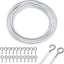 Net Curtain Wire 10m Curtain Wire White Curtain Wire with Curtain Hooks And Eyes Curtain Cable String Curtain Cord for Curtain Rod Hanging Curtain Clo