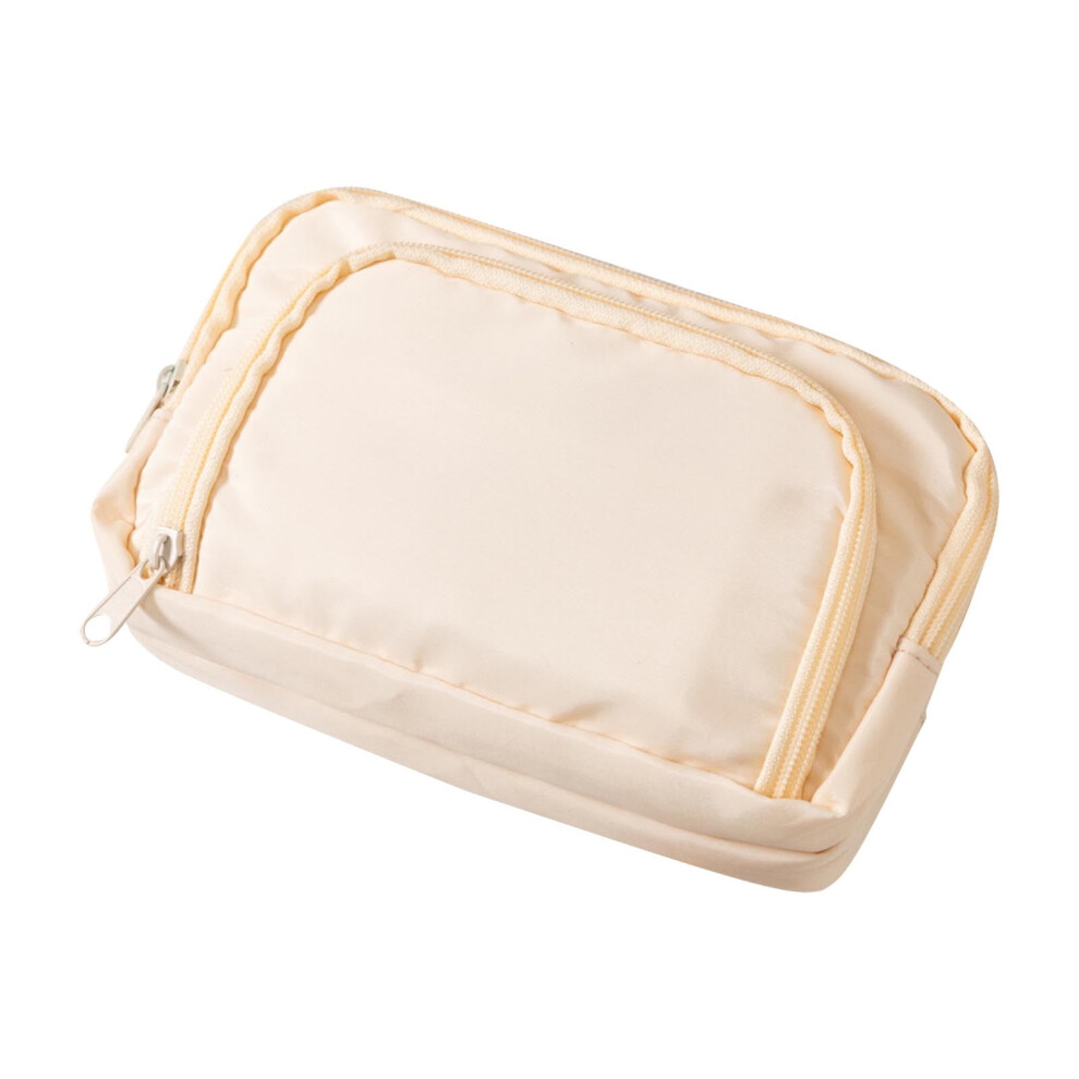Beige Large Capacity Pencil Bag Stationery Storage Bag Pouch Multilayer Pen Bag Cosmetic Organizer Bag Women(Beige)