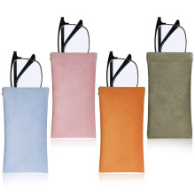 stuks zachte leren brillenetuis, krasbestendige brillenhoesjes, draagbare knijpbrillenetuis voor dames en heren – 4 kleuren