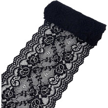Black Scallop Lace Ribbon 5 Yards 6.25 Inches Wide Polyester