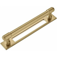 Brushed Gold Cabinet Pulls with Backplate 5-Pack