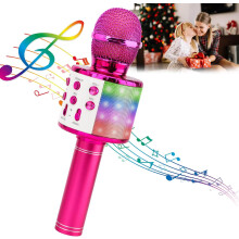 4-in-1 Wireless Karaoke Mic with LED Lights, Portable Home KTV Player, Compatible with Android & iOS