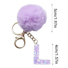 Initial Letter Key Rings Purple Furry 3 Pcs