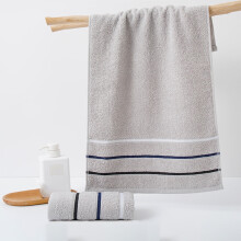 Hand Towel for Bathroom, 28" x 13" Cotton Household Bath Towel, Quick Dry and Lightweight Hand Towel with Striped Pattern, 1 Pcs, Gray
