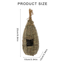 Bird Nest Hanging Bird House Hand Woven Grass Parrot Nest Pointed Top Shelter from Cold Weather 1.6in Entrance