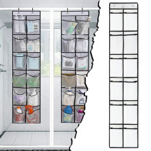 Home Textile Storage 12 Mesh Pockets Over The Door Shoe Organizer Hanging Narrow Closet Door Shoe Rack For Pantry Storage Holder White