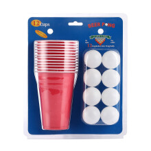 Bierspiel-Set, 24-teilig – Standardbecher (473 ml, rot & blau) mit 12 Kugeln, Partyzubehör für Erwachsene, Weihnachtsgeschenk für Personen ab 21