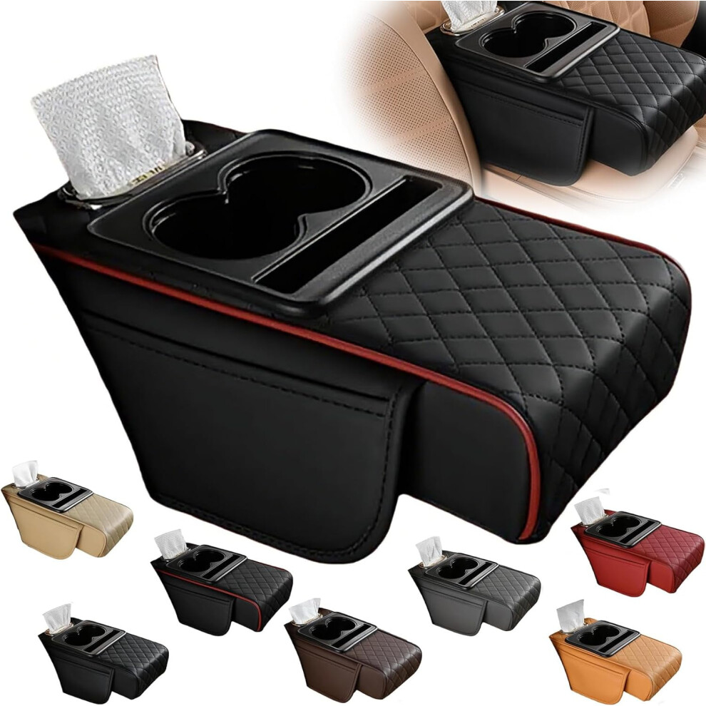 Multi-Functional Pu Leather Car Armrest Box With Storage, Cup Holder & Tissue Box Â Compatible With Universal Cars 9479868483576
