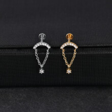 Labret-Stecker aus Edelstahl, 16G, Gold, Zirkonia, Lippen-, Helix-, Conch- und Tragus-Piercing-Schmuck – 25-Gold