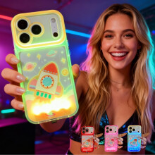 LED Bowknot Phone Case with Built-in Light, Compatible with iPhone X/11/12/13/14/15/16/17, Fashion Flash Protective Cover