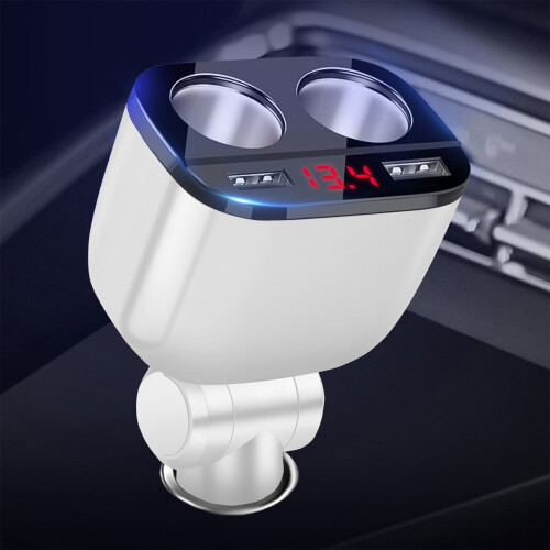 Car Charger 60W Dual USB Fast Charging Adapter White ABS