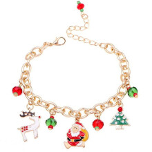 Braccialetti a polsino delicati e creativi con catena a tema Babbo Natale per Natale