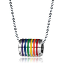 Hypoallergene sieraden voor alle genders, gepersonaliseerde pride-ketting met regenbooghanger en magnetische sluiting, roestvrijstalen LGBT