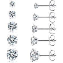 14K vergulde oorknopjes, oorbellen met gesimuleerde diamanten en zirkonia voor dames, hypoallergene oorknopjes van sterling zilver met zirkonia,