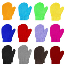 Toddler Knit Mittens Assorted Colors 12 Pairs
