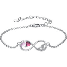 Infinity Bracelets for Women Sterling Silver Love Heart Bracelet Infinity Heart Birthstone Jewelry Gift