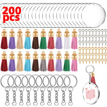 Set de rechizite DIY pentru artizanat, semifabricate rotunde transparente din acrilic cu material acrilic premium, kit pentru confecționarea