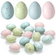 TETOU16 peças para rechear cestas de Páscoa – Ovos de plástico salpicados de 6 cm para artesanato, decoração de primavera e festas