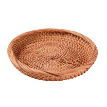 Wicker Bowl Wicker Bread Basket handwoven storage Tray, Round Tabletop Decorative Snack Organizer Basket, Wicker Fruit Basket for Fruit