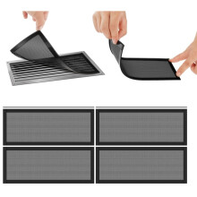 4Pcs Floor Register Vent Cover, 2"x12" Magnetic Air Vent Screen Mesh Covers for Home Floor/Wall/Ceiling Registers Air Vent Filters, Black