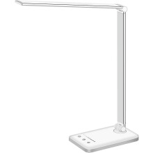 White LED Desk Lamp with USB Port, 5 Modes, Dimmable, Auto-Off Timer, Eye-Caring – Compatible with USB Charging