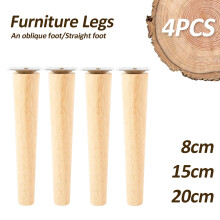 4 Pcs Wooden Furniture Legs with Mounting Plate and Screws for Sofa Bed Cabinet Sofa Chai Right Angle 7.9in