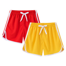 2er-Pack Mädchen-Sportshorts, schnelltrocknende Delfin-Shorts zum Laufen, für Turnen und Tanzen – zum Überziehen mit Kordelzug, einfarbig