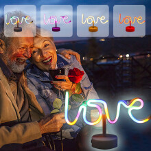 LED Valentine's Day Decoration – Neon Shape USB Light | Multicolor Plastic, Round Base, Portable, Energy Efficient | 20x33 cm | Indoor/Outdoor Usage