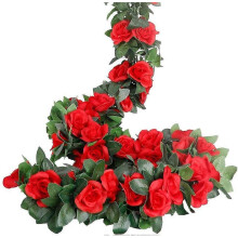 (Red) Rose Garland, Artificial Rose Tendrils, 4 Pieces, Artificial Silk, Flower Garlands Garden Decor Red
