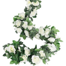 (Milky White) Rose Garland, Artificial Rose Tendrils, 4 Pieces, Artificial Silk, Flower Garlands Garden Decor Red