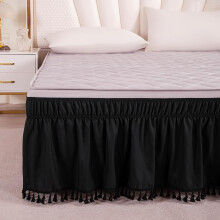 Tassel Ruffled Bed Skirt, 15" Drop Luxury Fringe Knotted Cotton Tassel Decorative, Bedding Bohemian Boho 100% Washed Cotton (White, Queen 60"x80")