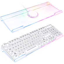 Acrylic Keyboard Stand with RGB Lighting, Ergonomic Clear Riser for Gaming Desk, USB Control, AntiSlip Base