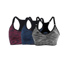 3-pack sport-bh:ar med medium stöd och brottarrygg för kvinnor med avtagbara vadderingar – för träning, fitness och yoga