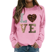 Valentinsdags-sweatshirts til kvinder Søde kærlighedshjerte-skjorter Langærmede pullovertoppe med rund hals Valentinsdagsoutfit
